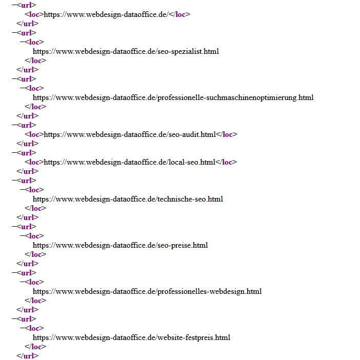 Code der XML-Sitemap